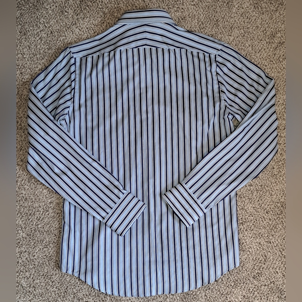 NWOT Express Design Studio Men's Blue Stripe Dress Shirt Size Medium - Picture 7 of 7